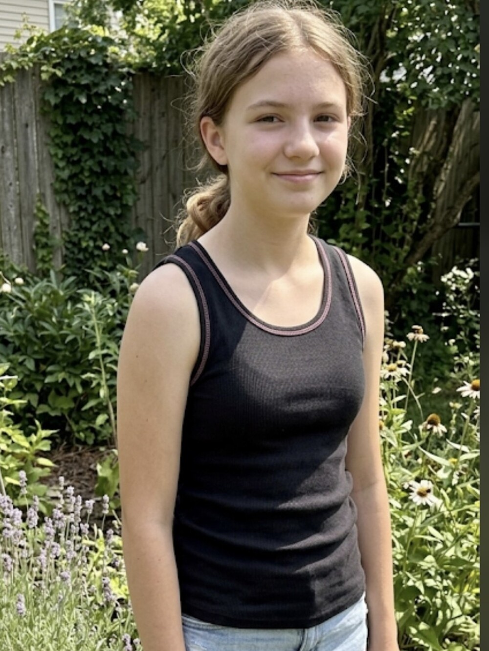 Girl's XL 14/16 Black Faded Glory Tank Top with Pink Thread Accent